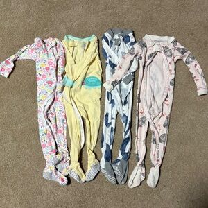 12m Baby Girl One-Piece Footed Pajama Bundle
